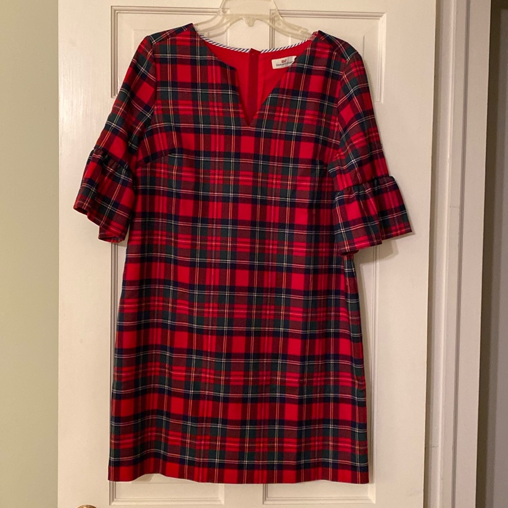 NWT Vineyard Vines Christmas plaid knee length dress. Size 10.